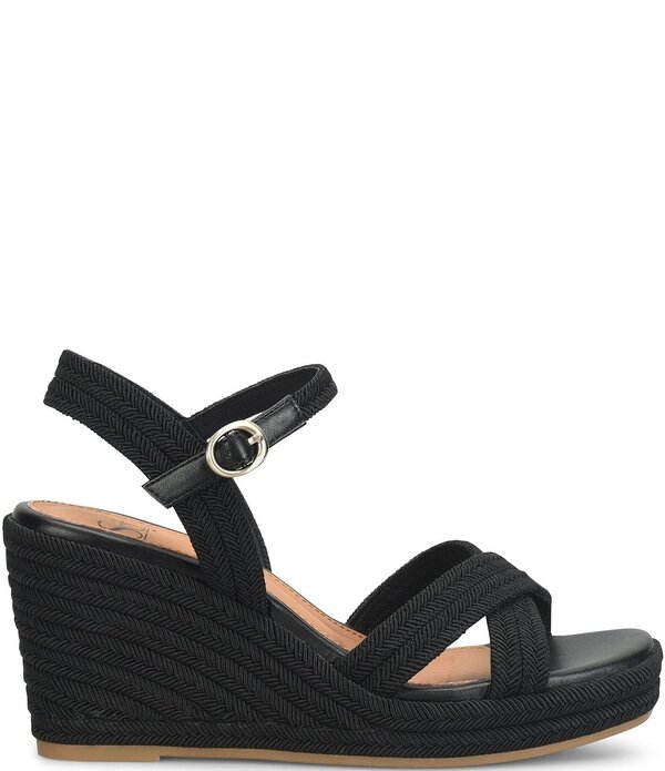 ホンブルグ帽 レディース シューズ スリッポン・ローファー プラットホーム サンダル Sofft Newbury Platform Espadrille Wedge Sandals Black 黒いこと 靴-レディース靴-ローファー
