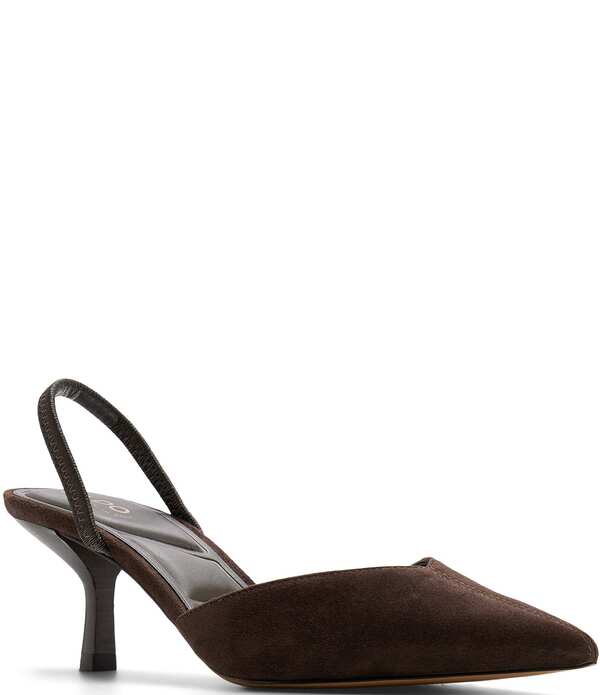 アルド レディース シューズ 踵 スエードクロス ALDOlivia Suede Slingback Pointed Toe Pumps Dark Brown 赤銅色