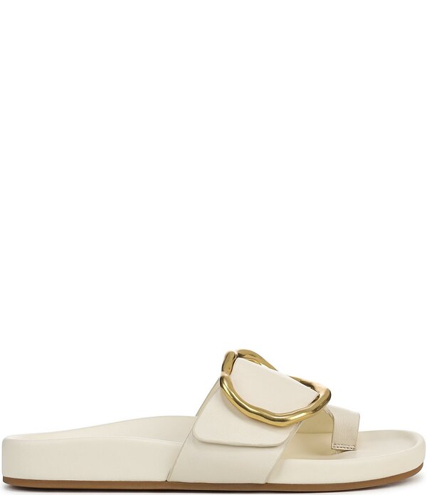 フランコサルト レディース シューズ パンプス サンダル なめし革 Franco Sarto Brianka Leather Abstract Buckle Toe Loop Sandals Marshmallow 靴-パンプス-レディース靴