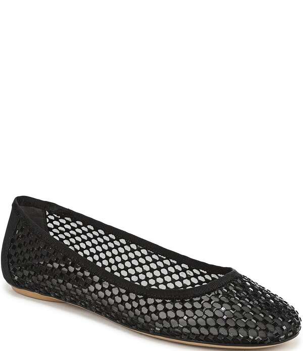 フランコサルト レディース シューズ パンプス メッシュ Franco Sarto Christina 2 Fishnet Mesh Rhinestonembellished Ballet Flats Black ブラック｜ReVida 店
