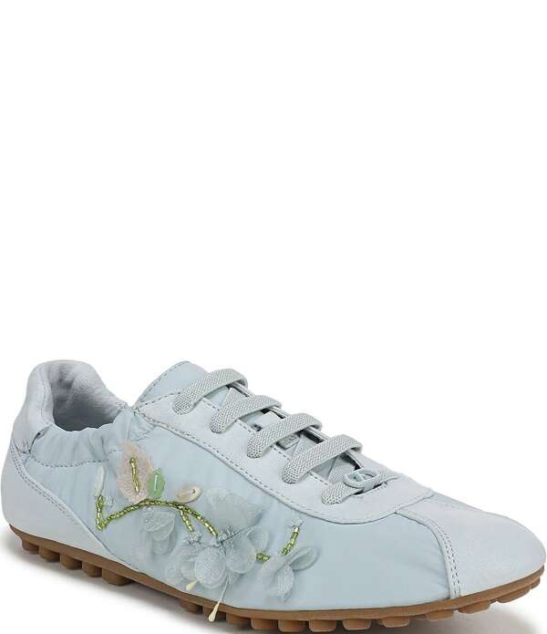 フランコサルト レディース シューズ スニーカー フラワー柄 レース フラワー Franco Sarto Felina 3 Slip On Stretch Lace Floral Beaded Ornament Sneakers Blue ブルー