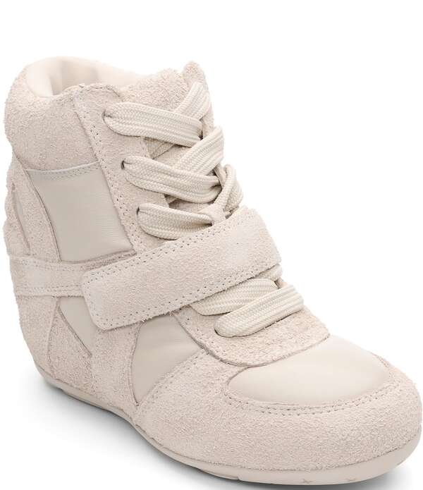 アッシュ レディース シューズ スニーカー スエード レザー ASH Bowffy Suede and Leather Hidden Wedge Sneakers Talc/Talc