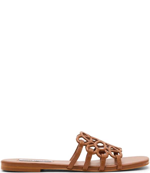 スティーブ マデン レディース シューズ パンプス サンダル レザー Steve Madden Lotus Leather Square Toe Slide Sandals Tan タン