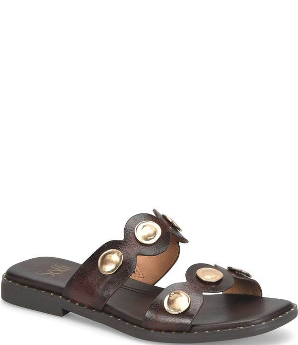 ソフト レディース シューズ パンプス サンダル レザー Sofft Ezra Studded Leather Slide Sandals Chocolate チョコレート 26,864円