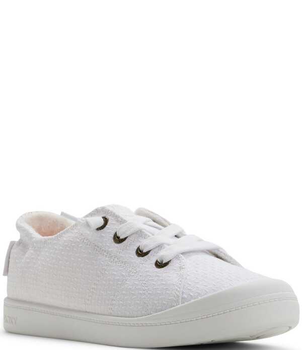 ロキシー レディース シューズ スニーカー プラスサイズ レース Roxy Bayshore Plus II Woven Laced Slip On Sneakers White ホワイト｜ReVida 店
