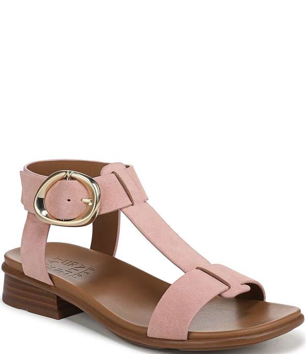 ナチュライザー レディース シューズ サンダル スエード アンクル Naturalizer Brandy Suede Big Buckle Hardware T-Strap Ankle Wrap Sandals Phantom Pink ピンク