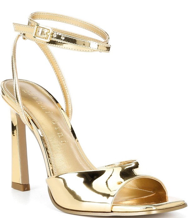 ジャンビニ レディース シューズ サンダル トール アンクル Gianni Bini Foles Mirror Metallic Ankle Wrap Square Toe Dressandals Bold Gold ゴールド