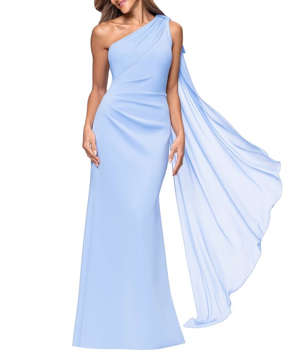 エスケープ レディース トップス ワンピース クレープ Xscape Bow One Shoulder Crepe Gown Periwinkle