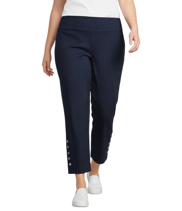 イントロ レディース ボトムス デニムパンツ ストレート プラスサイズ アンクル ニット Intro Plusize Double Knit Straight Leg Traveler Pull-On Ankle Denim Pants Dark Wash デニム