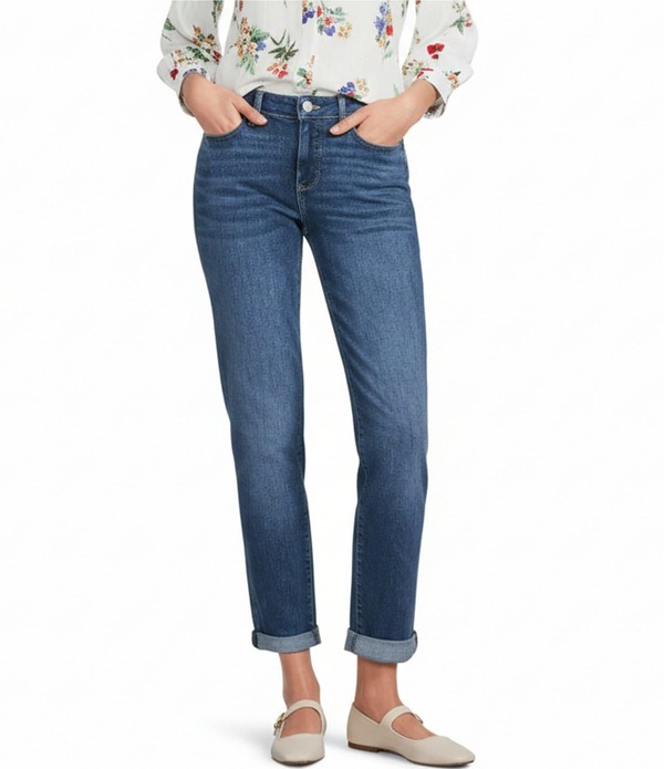 エヌワイディージェイ レディース ボトムス デニムパンツ クロップド ジーンズ NYDJ Margot Stretch Denim LiftuckR Technology Girlfriend Rolled Cuff Cropped Jeans Opera Blue ブルー｜ReVida 店 28,324円