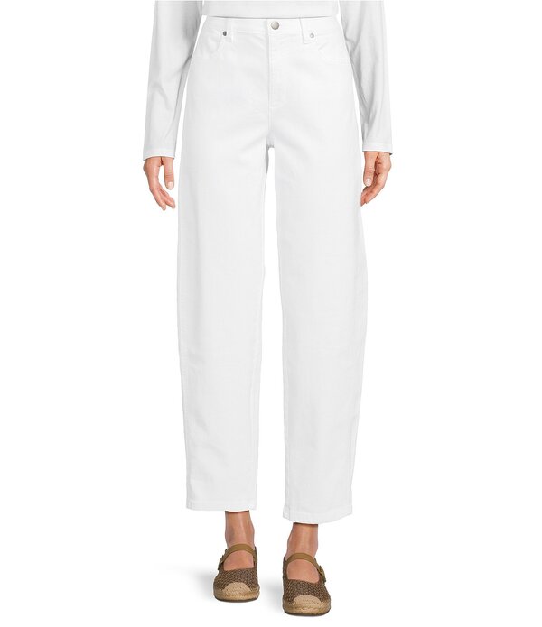 エイリーンフィッシャー レディース ボトムス デニムパンツ コットン アンクル ジーンズ Eileen Fisher Organicotton Blend Stretch Denimid Rise Lantern Ankle Jeans White ホワイト