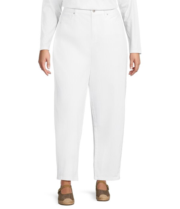 エイリーンフィッシャー レディース ボトムス デニムパンツ ストレート プラスサイズ コットン アンクル ジーンズ Eileen Fisher Plusize Organicotton Blend Stretch Denimid Rise Lantern Straight Leg Ankle Jeans White ホワイト