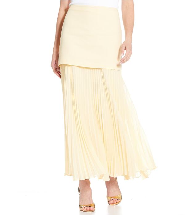 アントニオ メラーニ レディース ボトムスカート シフォン プリーツ リネン マキシ Antonio Melani Kylie Linen Blend Textured Chiffon Pleated Maxi Skirt Butter