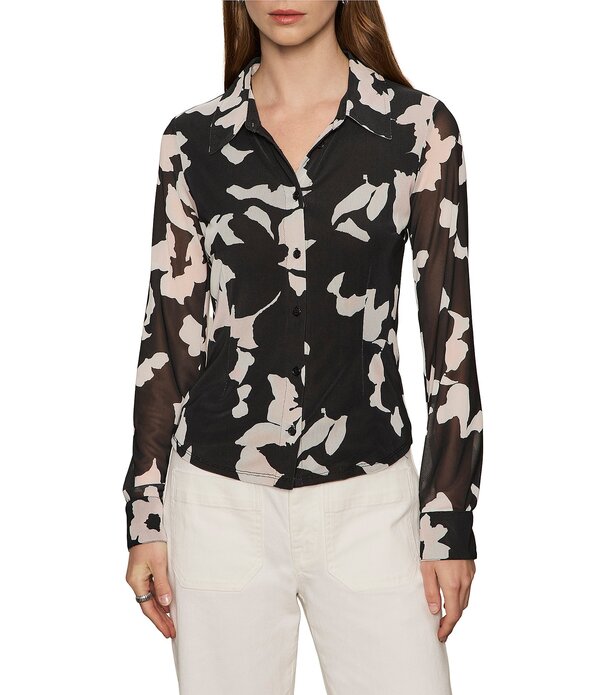 サンクチュアリー レディース トップス シャツ ボタンダウン フラワー柄 プリント メッシュ ダウン ブラウス フラワー Sanctuary Floral Print Spread Collar Long Sleeve Button Down Mesh Blouse Petal Whisper 18,186円