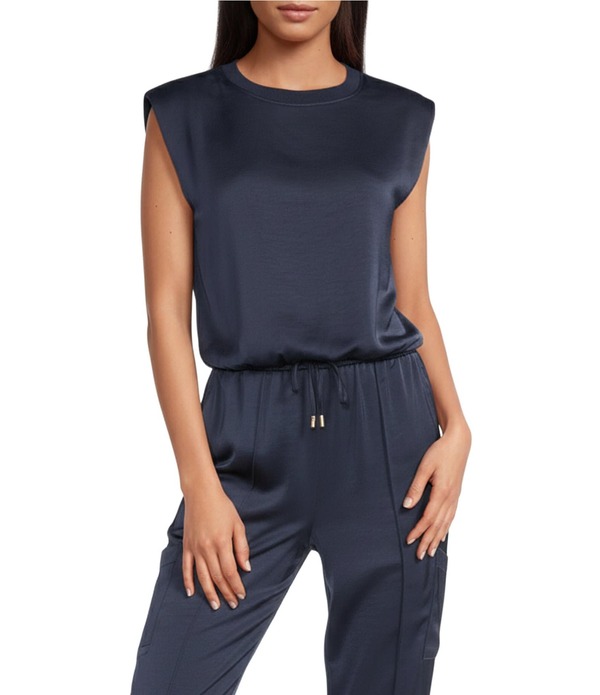 スカイズアブルー レディース トップス シャツ クルーネック ノースリーブ Skies Are Blue Crew Neck Sleeveless Bubble Coordinating Muscle Tank Navy ネイビー
