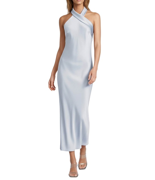 アントニオ メラーニ レディース トップス ワンピース ミディ サテン ノースリーブ ホルター Antonio Melani Darah Satin Halter Neck Sleeveless Midi Dress Light Blue ブルー 58,800円