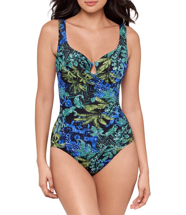 ミラクルスーツ レディース トップス ワンピース キャップ ケープ Miraclesuit Gasparilla Escape Molded Cups Underwire Tank One Piece Swimsuit Black Multi ブラック