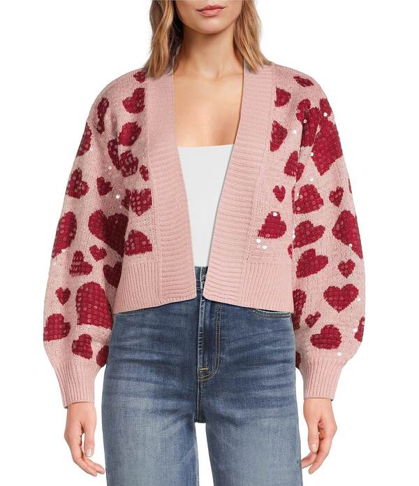 アンナ&アヴァ レディース アウター ニット・セーター スパンコール Anna & Ava Sequin Heart Sweater Pink ピンク