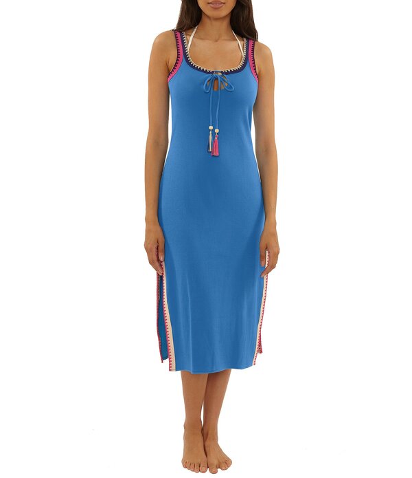 ラッキーブランド レディース トップス ワンピース リブ ミディ Lucky Brand Avila Ribbed Color Block Tie Tassel Midi Dresswim Cover Upeacock|ReVida 店