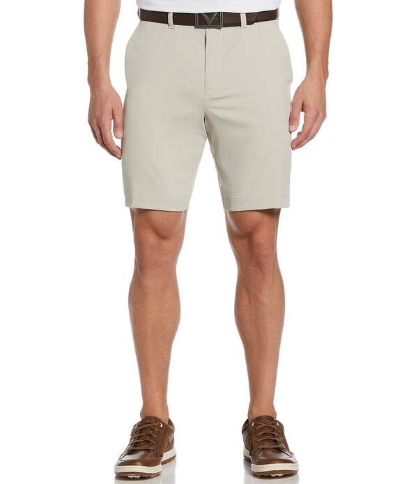 キャラウェイ メンズ ボトムス ハーフパンツ・ショーツ ショートパンツ Callaway Classic Fit Flat Front Opti-Stretch Active Waistband Solid 9 Inseam Shortsilver Lining シルバー