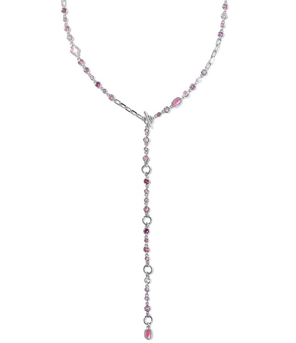 ケンドラスコット レディース アクセサリー ネックレス・チョーカー ミニ レース Kendra Scott Mini Elisabbie Strand Y Necklace Silver/Pink Mix ピンク｜ReVida 店