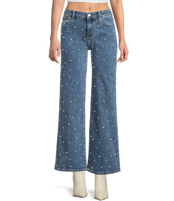 シグネチャーエイト レディース ボトムス デニムパンツ ワイドレッグ ジーンズ Signature 8 Pearl Scattered Wide leg Jeans Blue ブルー｜ReVida 店