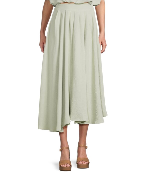 ブルーペッペーブルーペッパー レディース ボトムスカート プリーツ ミディ Blu Pepper Coordinating Flared Pleated Midi Skirt Light Olive オリーブ