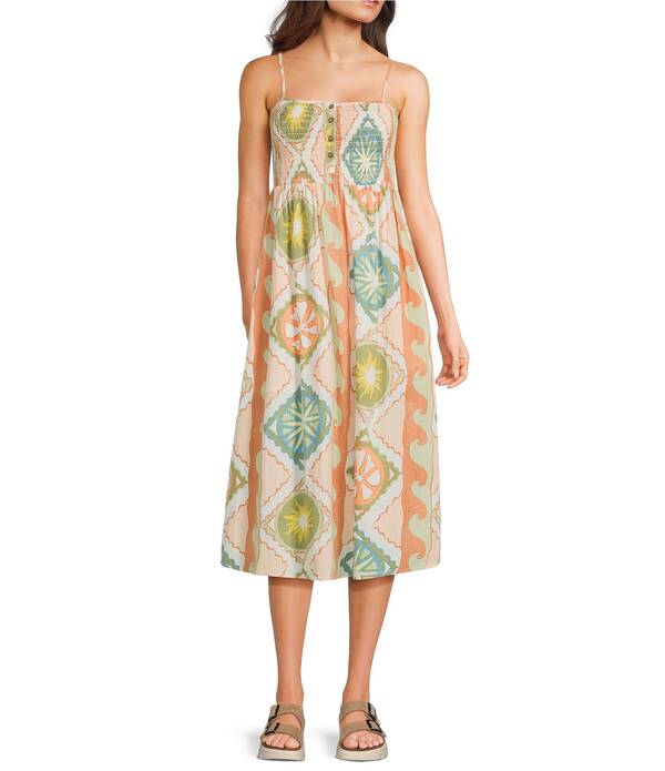 ビラボン レディース トップス ワンピース プリント ミディ ノースリーブ Billabong Fever Dream Sleeveless Printed Midi Dress White Cap ホワイト