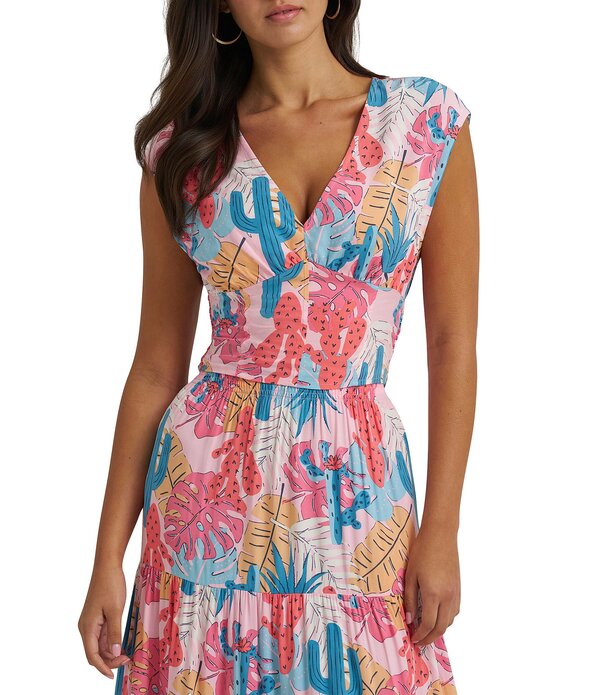ラングラー レディース トップス シャツ Vネック プリント ノースリーブラウス WranglerR Cactus Printed Coordinating V-Neck Sleeveless Blouse Pink Multi ピンク｜ReVida 店 8,266円
