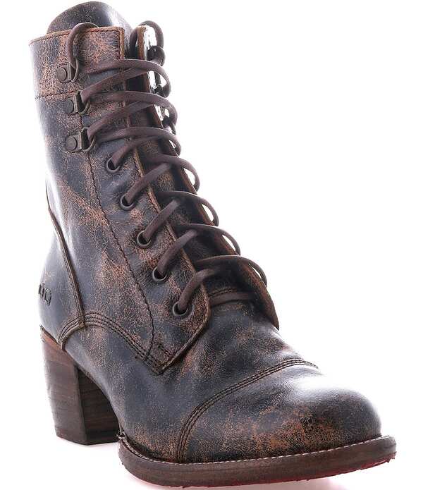 ベッドステュ レディース シューズ ブーツ・レインブーツ レザー ヒール Bed Stu Judgement Leather Block Heel Combat Booties Black ブラック｜ReVida 店
