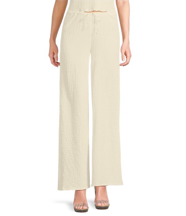 ジービー レディース ボトムス 心地好いズボン下 ワイドレッグ 編み物 GB Coordinating Knit Pucker Tie Waist Wide Leg Pants Butter