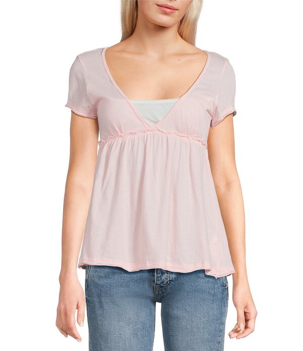 アーバンアウトフィッターズ レディース トップス シャツ BDG Urban Outfitters Tina Short Sleeve Babydoll Topink ピンク｜ReVida 店