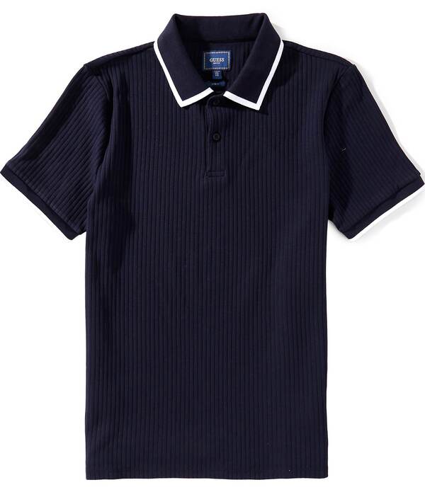 ゲス メンズ トップス シャツ リブ Guesshort Sleeve Bayside Ribbed Polo Shirt Navy ネイビー
