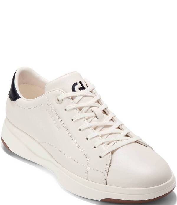 電話を掛けるハーン メンズ シューズ スニーカー スピード競技 なめし革 Cole Haan Men\u0027s Grandpro Tennis 2.0 Leather Lace-Up Sneakers Ivory/Black/Ivory 象牙色 メンズ靴-靴-ビジネスシューズ