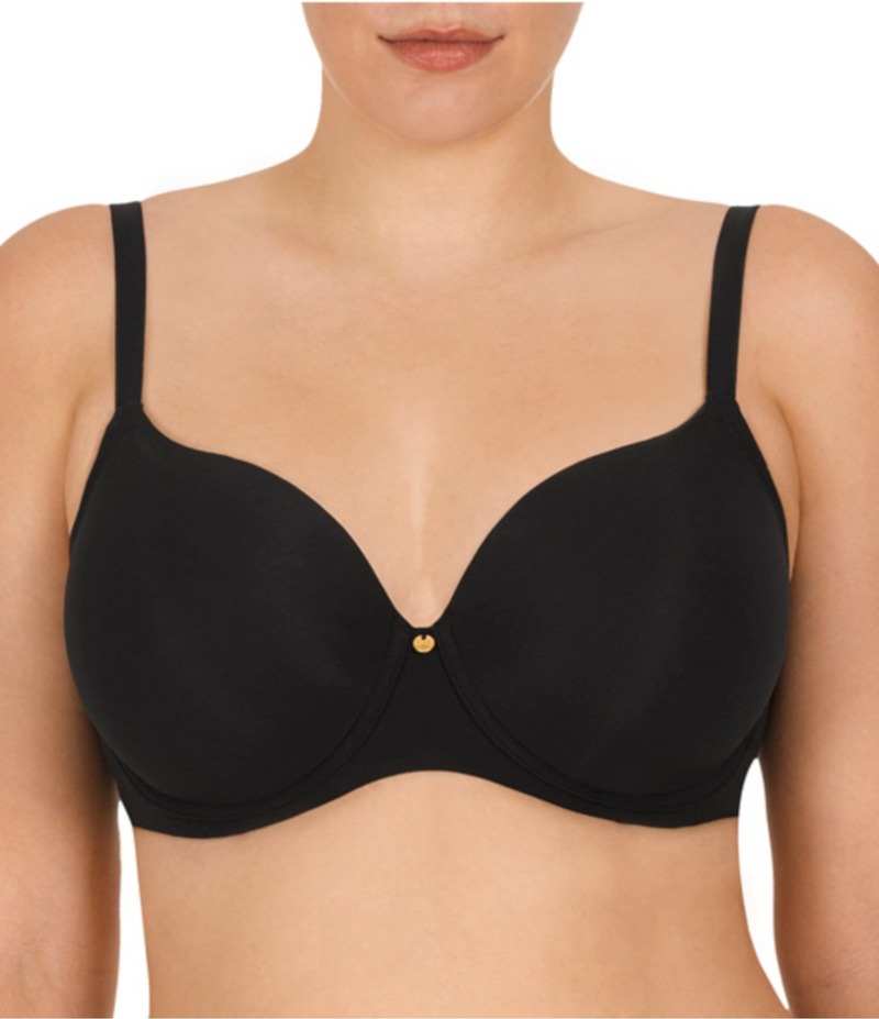 ナトリ レディース アンダーお召しもの ブラ ティーシャツ Natori Chic Comfort Full-Busted Contour Wire U-Back T-Shirt Bra Black 黒いこと レディース-インナー・下着・ナイトウェア