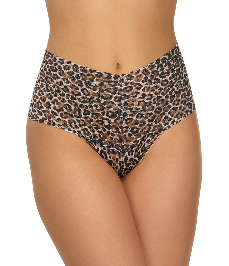 ハンキーパンキー レディース アンダーウェア パンツ プリント レース Hanky Panky Retro Signature Leopard Print Lace Thong Brown/Black ブラック