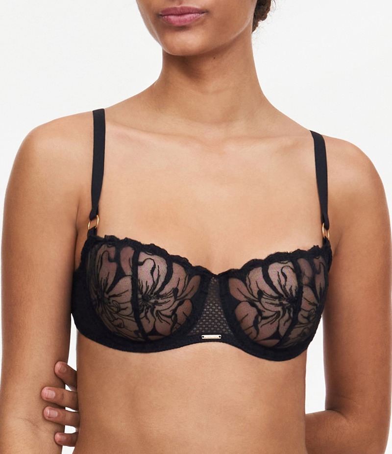 シャントル レディース アンダーウェア ブラジャー Chantelle Underwire Demi Fleur Adjustable Bra Black ブラック