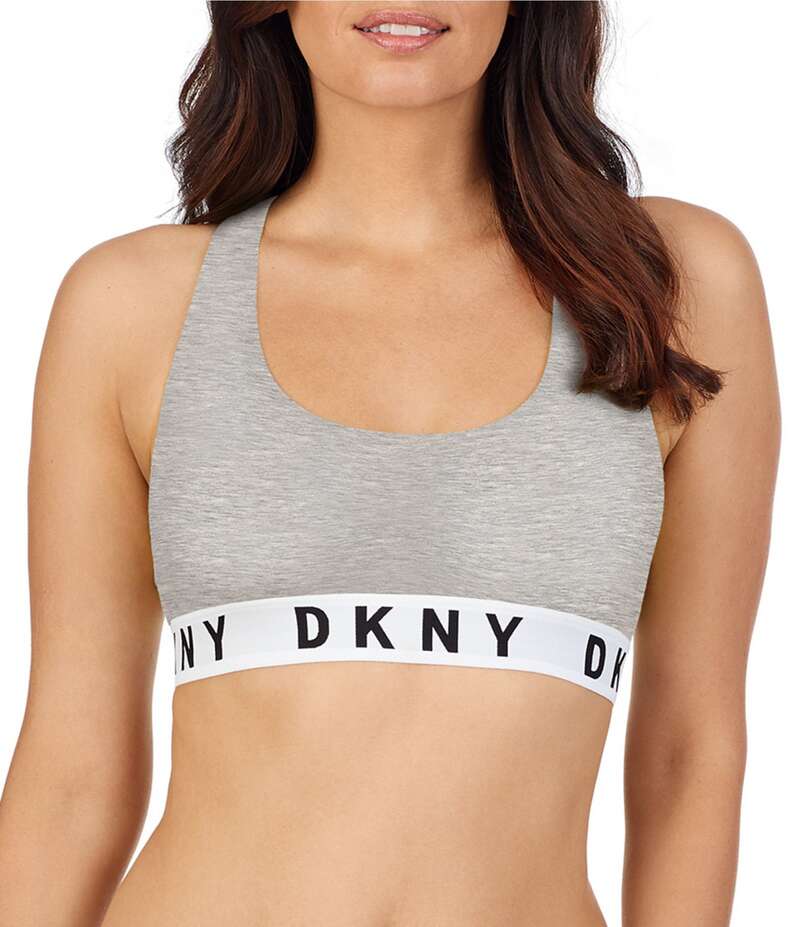 ダナキャラン レディース アンダーウェア ブラジャー ロゴ DKNY by Donna Karan Logo Band Boyfriend Racerback Seamless Bralette Heather Grey グレー
