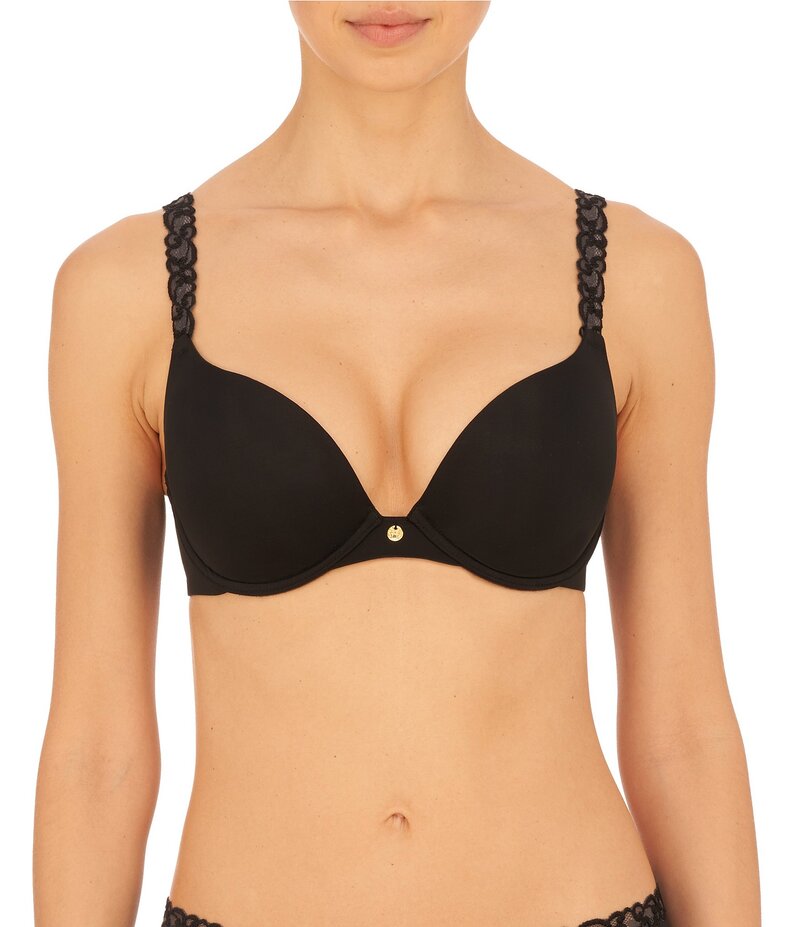 ナトリ レディース アンダーお召しもの ブラ Natori Pure Luxe Push-Up Underwire Bra Black 黒いこと インナー・下着・ランジェリー-ブラジャー
