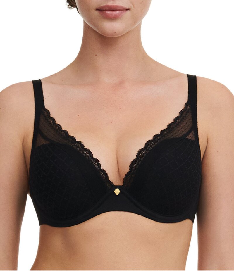 シャントル レディース アンダーウェア ブラジャー Tシャツ シアー レース Chantelle Norah Chic Sheer Lace Detail Convertible Plunge T-Shirt Bra Black ブラック