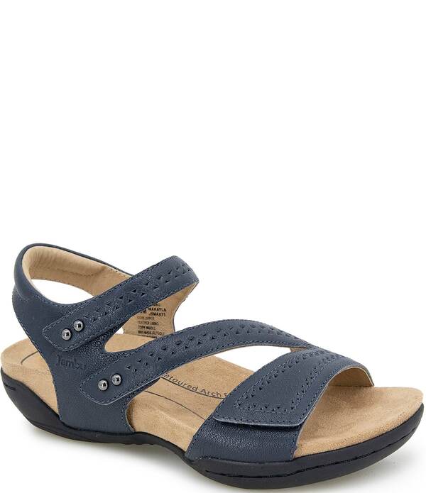 ジャンブー レディース シューズ サンダル レザー Jambu Makayla Perforated Leather Sandals Navy ネイビー