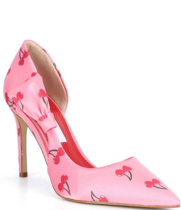 ジャンビニ レディース シューズ 踵 繻子 Gianni Bini Sawyer Cherry Satin Bow Pointed Toe Pumps Pixie Pink サクラ色