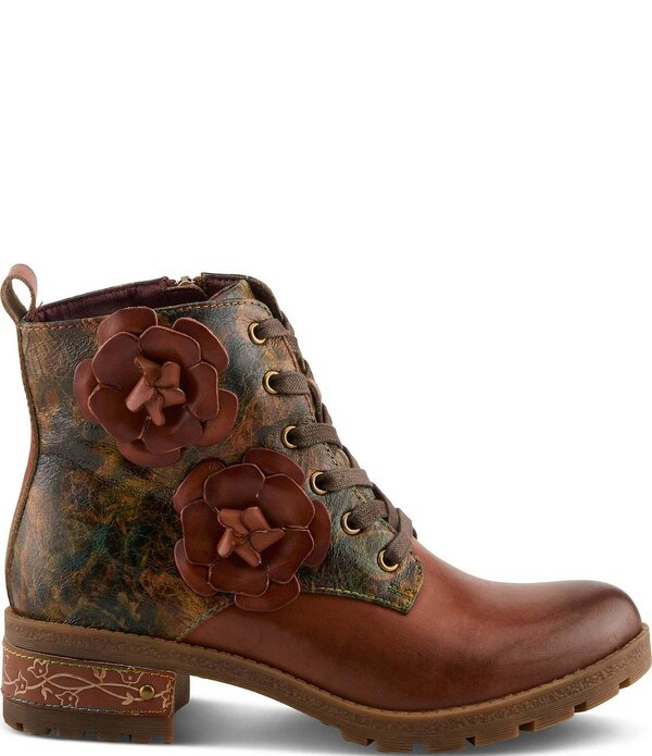 ラリティステ レディース シューズ ブーツ・レインブーツ フラワー柄 レザー フラワー L'ARTISTE Martinela Floral Ornamented Leather Booties Brown Multi ブラウン|ReVida 店