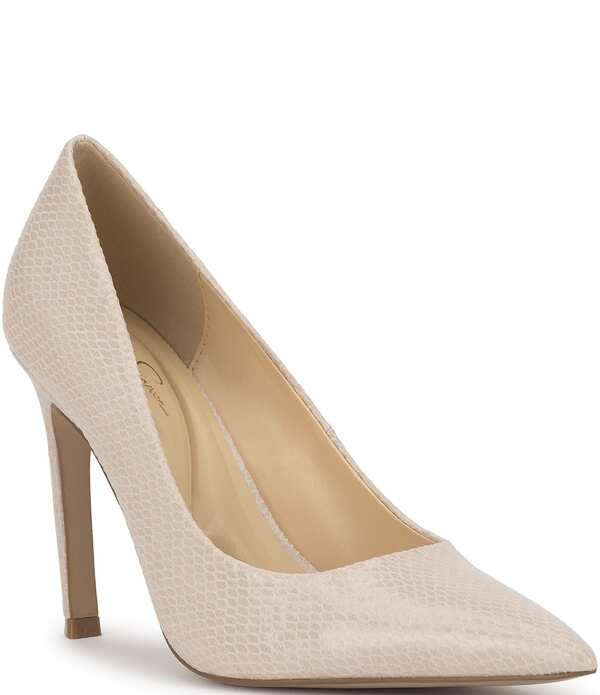 ジェシカシンプソン レディース シューズ 踵 Jessica Simpson Welica Classic Snakembossed Pumps Chalk 車輪止め