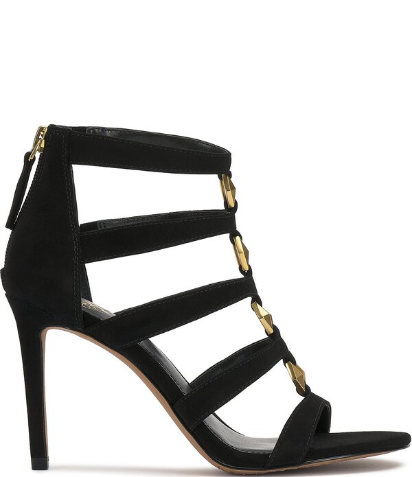 ヴィンスカムート レディース シューズ 踵 サンダル スエードクロス Vince Camuto Azelie Suede Hardware Detail Gladiator Dressandals Black 黒いこと