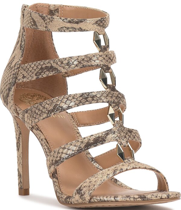 ヴィンスカムート レディース シューズ 踵 刷り上げる サンダル Vince Camuto Azelie Snake Print Hardware Detail Gladiator Dressandals Natural
