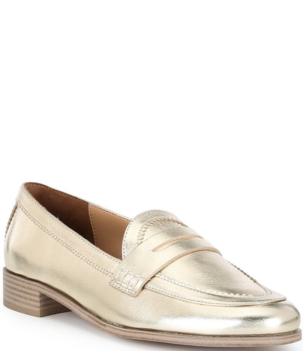 ヴィンスカムート レディース シューズ スリッポン・ローファー トール レザー Vince Camuto Clarette Metallic Leather Penny Loafers Egyptian Gold ゴールド 27,170円