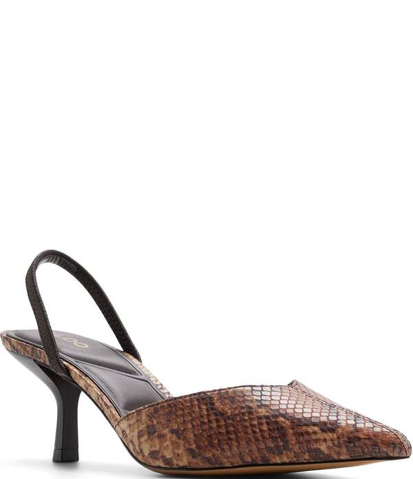 アルド レディース シューズ 踵 ALDOlivia Snakembossed Slingback Pointed Toe Pumps Brown Multi 赤銅色