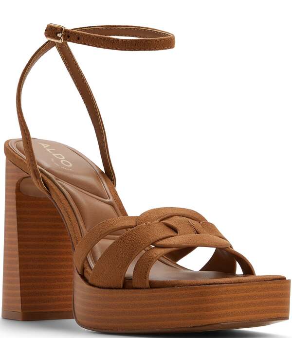 アルド レディース シューズ サンダル プラットフォーム アンクル ヒール ALDO Beverlyanne Ankle Strap Square Toe Block Heel Platform Sandals Light Brown ブラウン