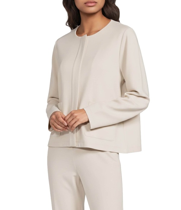 エイリーンフィッシャー レディース アウター コート ジャケット Eileen Fisher Flex Ponte Round Neck Long Sleeve Jacket Papyrus｜ReVida 店